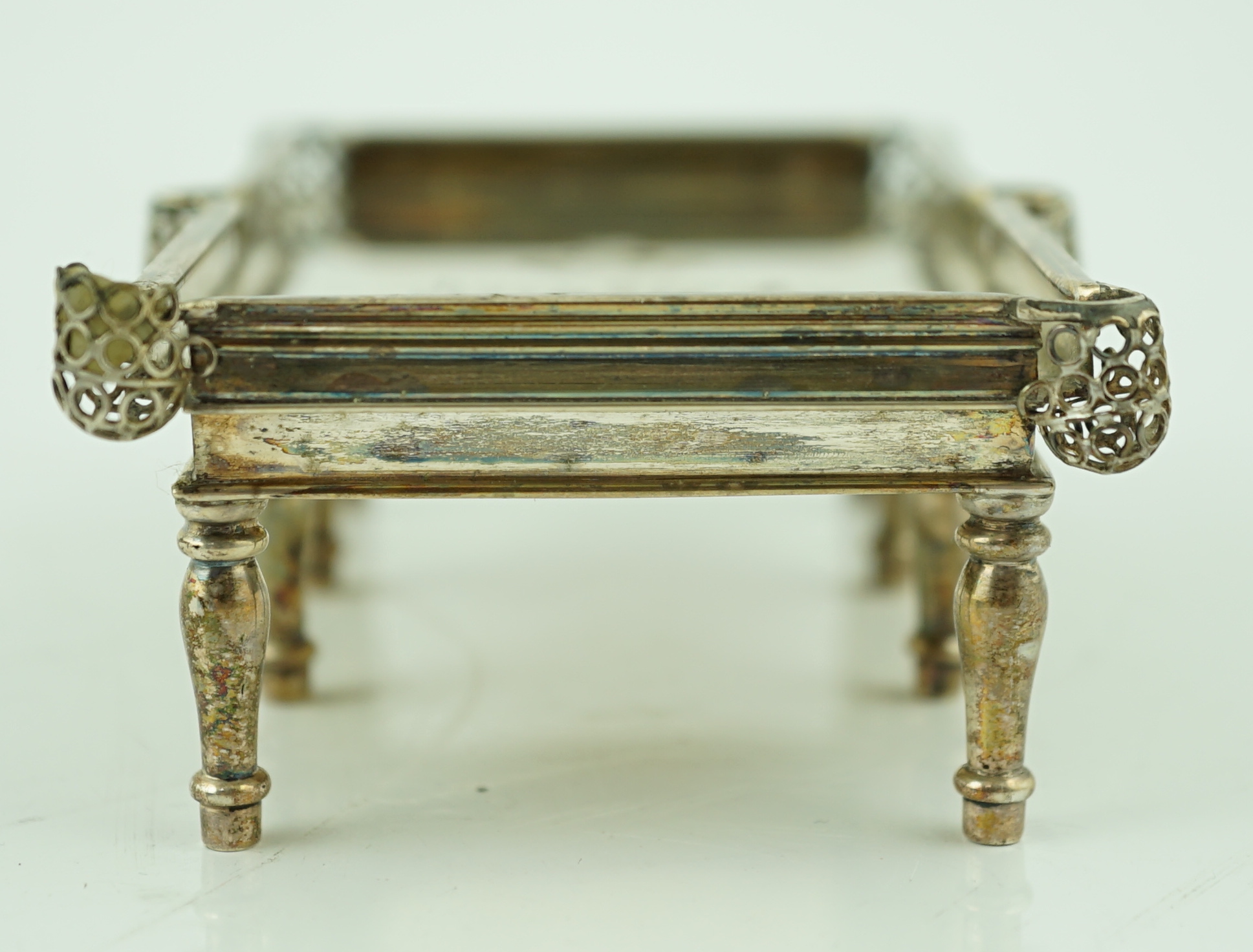 A mid 20th century Indian miniature silver presentation trophy, modelled as a billiards table, by Kli Pada Das, of Bhowanipur, Calcutta